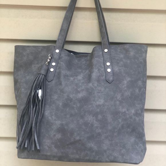 Handbags - Like new! Faux Suede Gray Tote Bag & Cos Bag